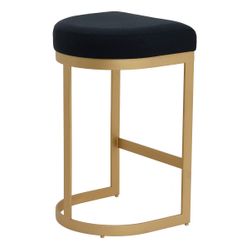 Remy Gold Bar Stool - Black Linen