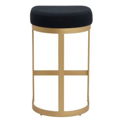 Remy Gold Bar Stool - Black Linen