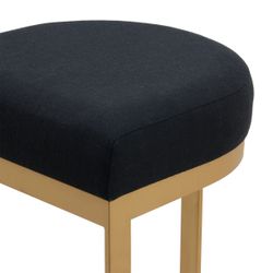 Remy Gold Bar Stool - Black Linen