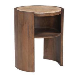 Frankie 50x60cm Travertine Bedside Table - Walnut