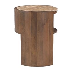 Frankie 50x60cm Travertine Bedside Table - Walnut