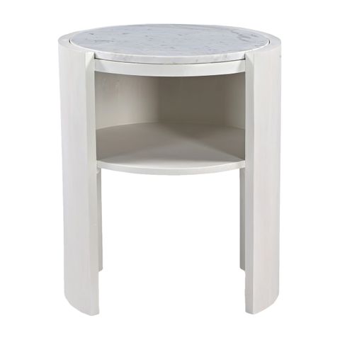 Frankie 50x60cm Marble Bedside Table - Ivory