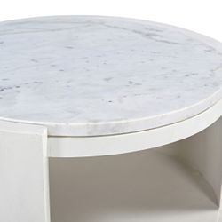Frankie 50x60cm Marble Bedside Table - Ivory