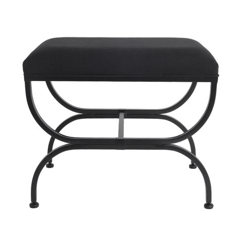 Novak Black Iron Stool - Black Linen