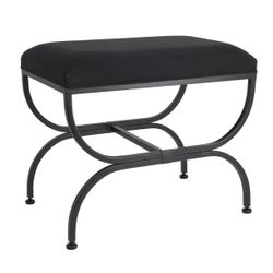 Novak Black Iron Stool - Black Linen