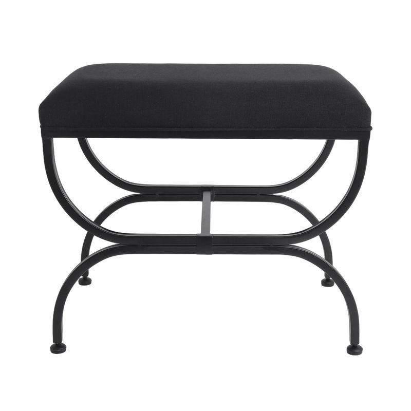 Novak Black Iron Stool - Black Linen - OUTLET NSW