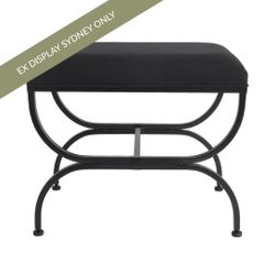 Novak Black Iron Stool - Black Linen - OUTLET NSW