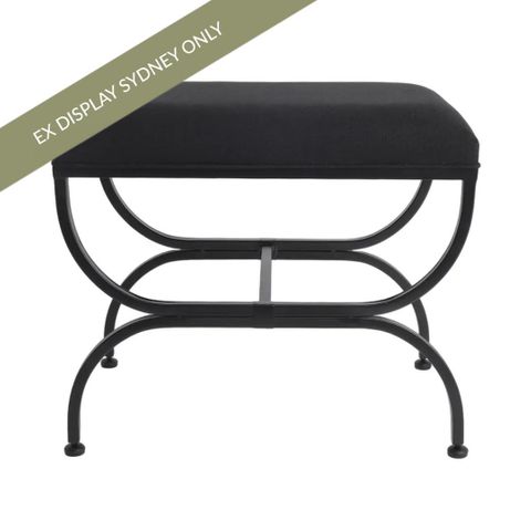Novak Black Iron Stool - Black Linen - OUTLET NSW