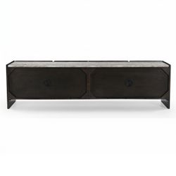 Edwin River Brown Marble Entertainment Unit - Dark Walnut