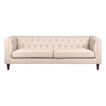 Tuxedo 3 Seater Tufted Sofa - Fawn Linen