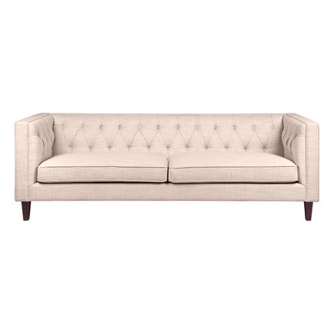 Tuxedo 3 Seater Tufted Sofa - Fawn Linen