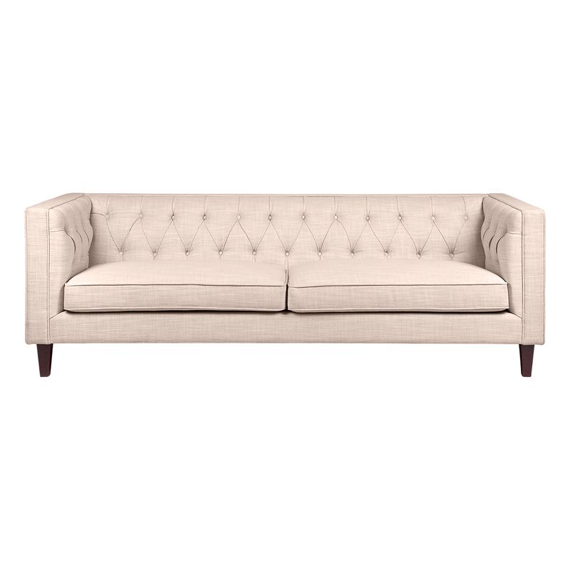 Tuxedo 3 Seater Tufted Sofa - Fawn Linen