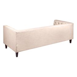 Tuxedo 3 Seater Tufted Sofa - Fawn Linen