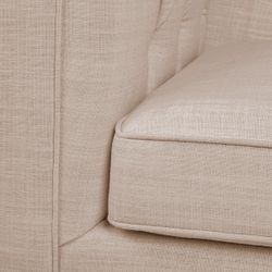 Tuxedo 3 Seater Tufted Sofa - Fawn Linen