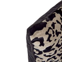 Serene Square Feather Cushion - Leopard Chenille w Black Velvet - OUTLET NSW