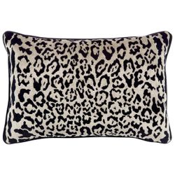 Serene Rectangle Feather Cushion - Leopard Chenille w Black Velvet - OUTLET NSW