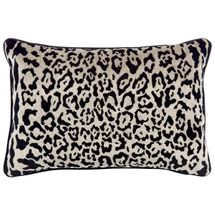 Serene Rectangle Feather Cushion - Leopard Chenille w Black Velvet - OUTLET NSW