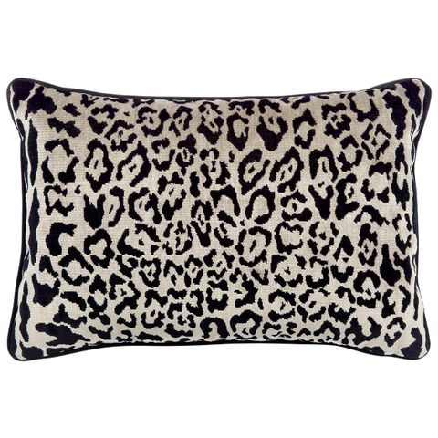 Serene Rectangle Feather Cushion - Leopard Chenille w Black Velvet - OUTLET NSW