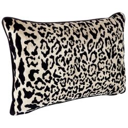 Serene Rectangle Feather Cushion - Leopard Chenille w Black Velvet - OUTLET NSW