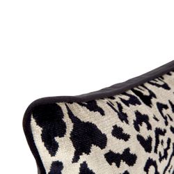 Serene Rectangle Feather Cushion - Leopard Chenille w Black Velvet - OUTLET NSW