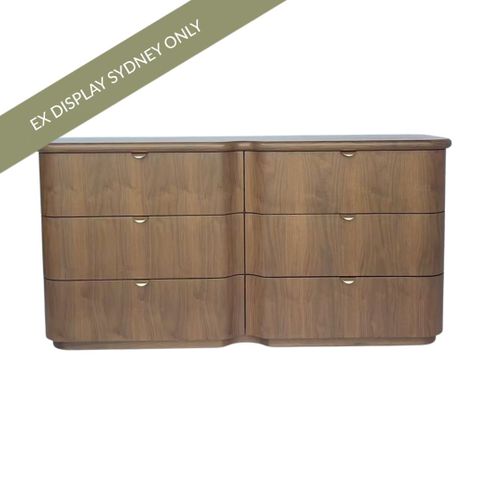 Lina 6 Drawer Chest - Walnut - OUTLET NSW