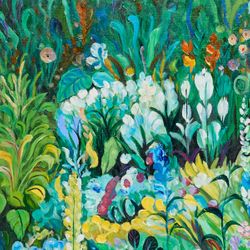 Le Fluers Oil On Canvas Painting - 100cm W x 100cm H