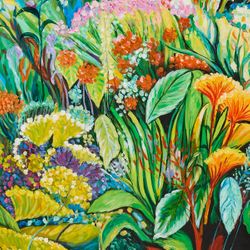Le Fluers Oil On Canvas Painting - 100cm W x 100cm H