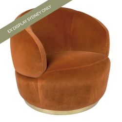 Tubby Swivel Arm Chair - Caramel Velvet - OUTLET NSW