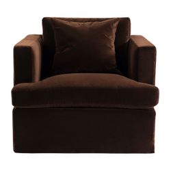 Birkshire Slip Cover Arm Chair - Dark Chocolate Velvet