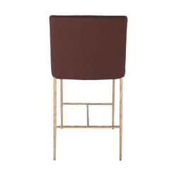Heston Brass Kitchen Stool with Back - Chocolate Linen