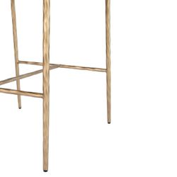 Heston Brass Kitchen Stool with Back - Chocolate Linen