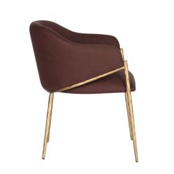 Heston Brass Dining Chair with Arms - Chocolate Linen