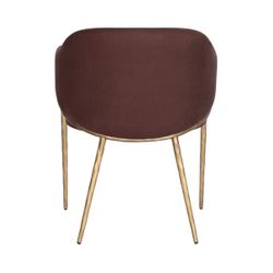 Heston Brass Dining Chair with Arms - Chocolate Linen