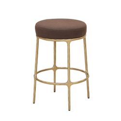 Heston Brass Kitchen Stool - Chocolate Linen