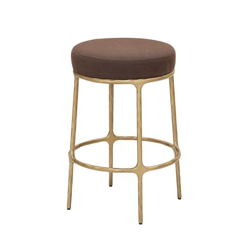 Heston Brass Kitchen Stool - Chocolate Linen