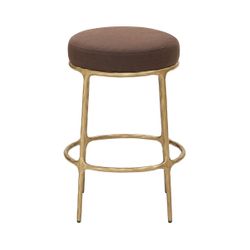 Heston Brass Kitchen Stool - Chocolate Linen