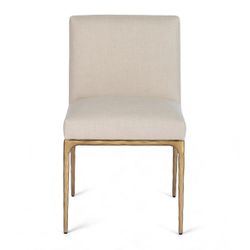 Heston Brass Dining Chair - Natural Linen