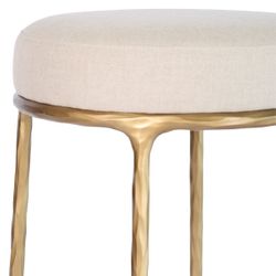 Heston Brass Bar Stool - Natural Linen