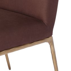 Heston Brass Dining Chair - Chocolate Linen