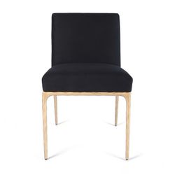 Heston Brass Dining Chair - Black Linen