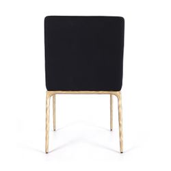 Heston Brass Dining Chair - Black Linen