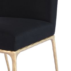 Heston Brass Dining Chair - Black Linen