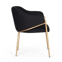 Heston Brass Dining Chair with Arms - Black  Linen