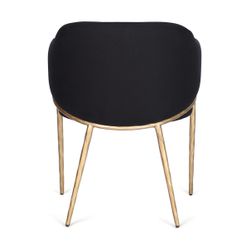 Heston Brass Dining Chair with Arms - Black  Linen