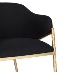 Heston Brass Dining Chair with Arms - Black  Linen