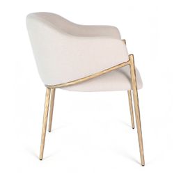 Heston Brass Dining Chair with Arms - Natural Linen
