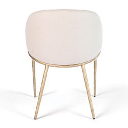 Heston Brass Dining Chair with Arms - Natural Linen