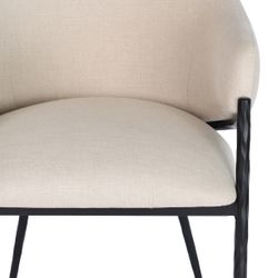Heston Black Dining Chair with Arms - Natural Linen