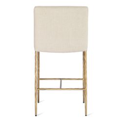 Heston Brass Kitchen Stool with Back - Natural Linen
