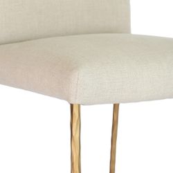 Heston Brass Kitchen Stool with Back - Natural Linen